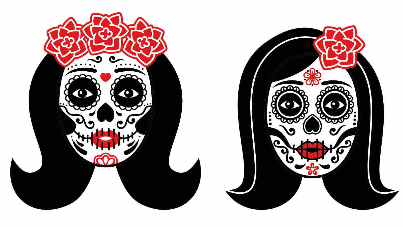 La Catrina-Tattoo mit großen roten Rosen