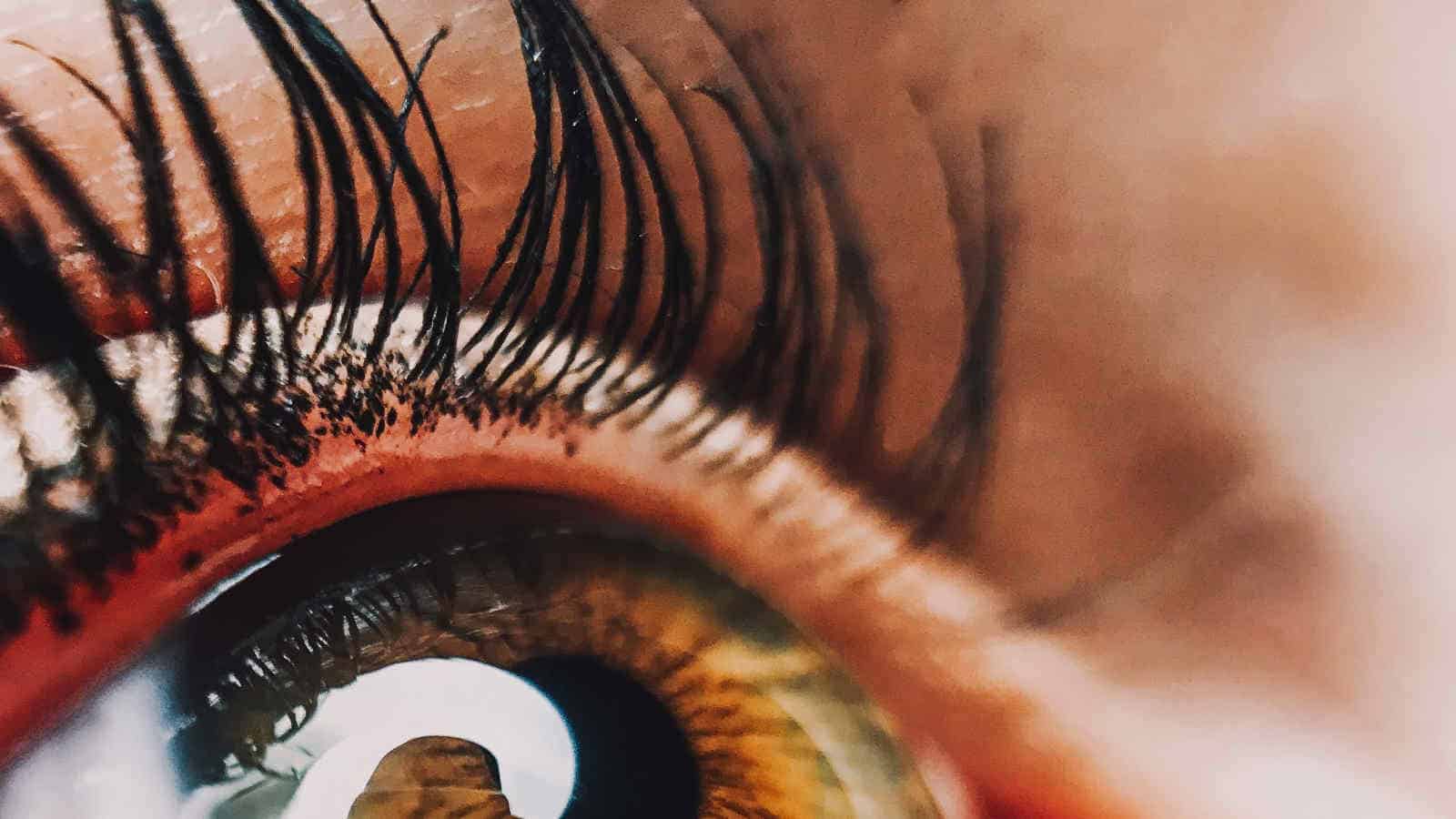 Wasserfester Mascara kann deinen Wimpern dabei helfen, länger in Schwung zu bleiben - nach dem EInsatz von einer WImpernzange.