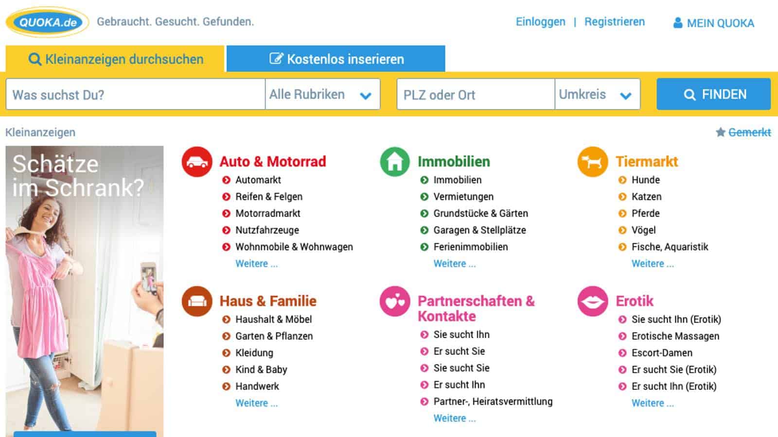 Quoka bietet ihren Nutzern eine kostenlose App an, die gleiche Funktionen anbietet, wie die Desktop-Version