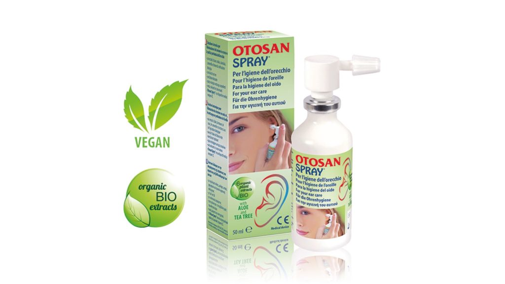 Otosanspray mit Verpackung und Zertifikate